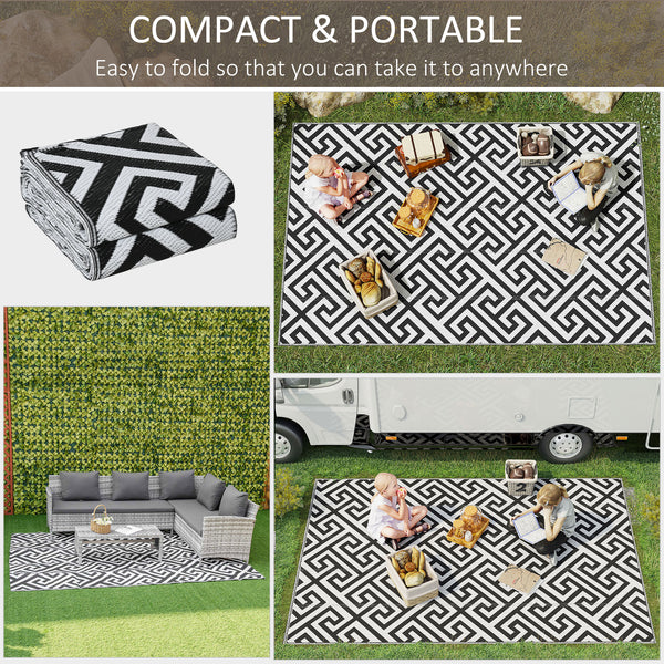 Reversible outdoor rug, black and white