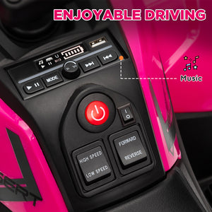 Kids ATV, 12V Battery Powered Electric Toy with Spring Suspension, Storage Basket, High &amp; Low Speed, Pink