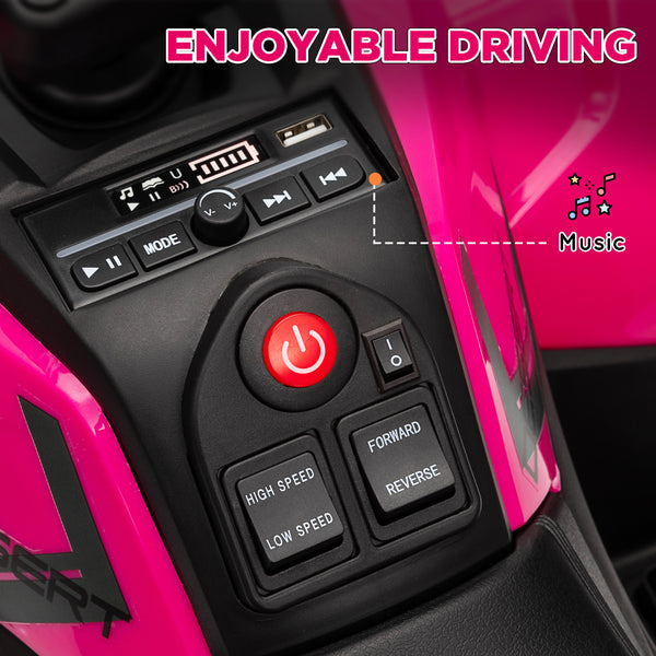 Kids ATV, 12V Battery Powered Electric Toy with Spring Suspension, Storage Basket, High &amp; Low Speed, Pink