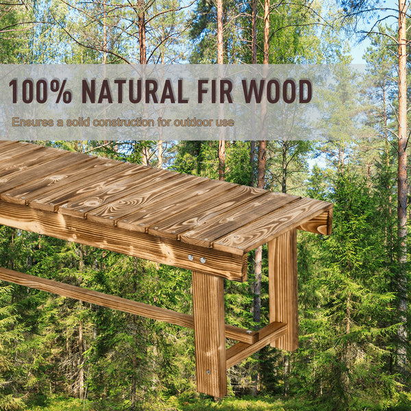 Outdoor garden bench made of carbonized fir wood