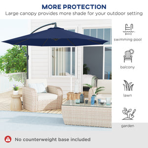 10-foot cantilever parasol, navy blue