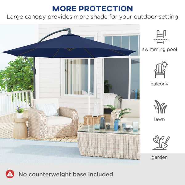 10-foot cantilever parasol, navy blue