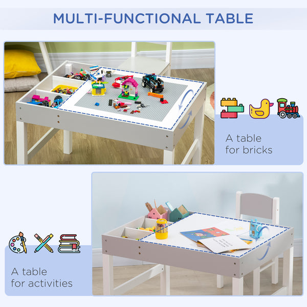 Lego table with storage for children, gray