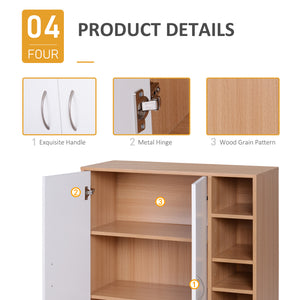 3-Tier Freestanding Shoe Storage Cabinet with Shelves, Natural Colour