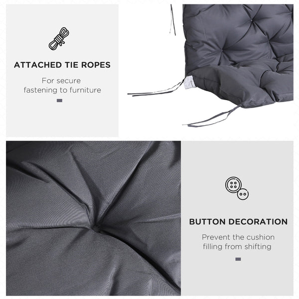 3 Seater Replacement Cushions for Bench, Swing and Backrest for Patio and Garden, Dark Grey