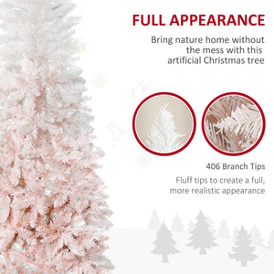 6ft Artificial Christmas Tree with Automatic Opening, Pink and White