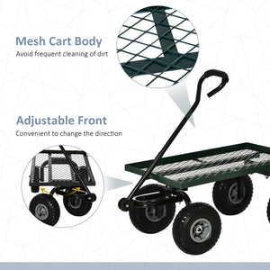 Heavy-duty garden cart with 10-inch wheels, black
