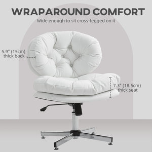 Office chair without armrests with wide, padded seat, white.
