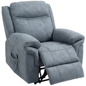 Electric reclining armchair with vibrating massage and footrest – Blue/grey