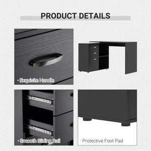 Right-Angle Desk with Storage Shelf, Black