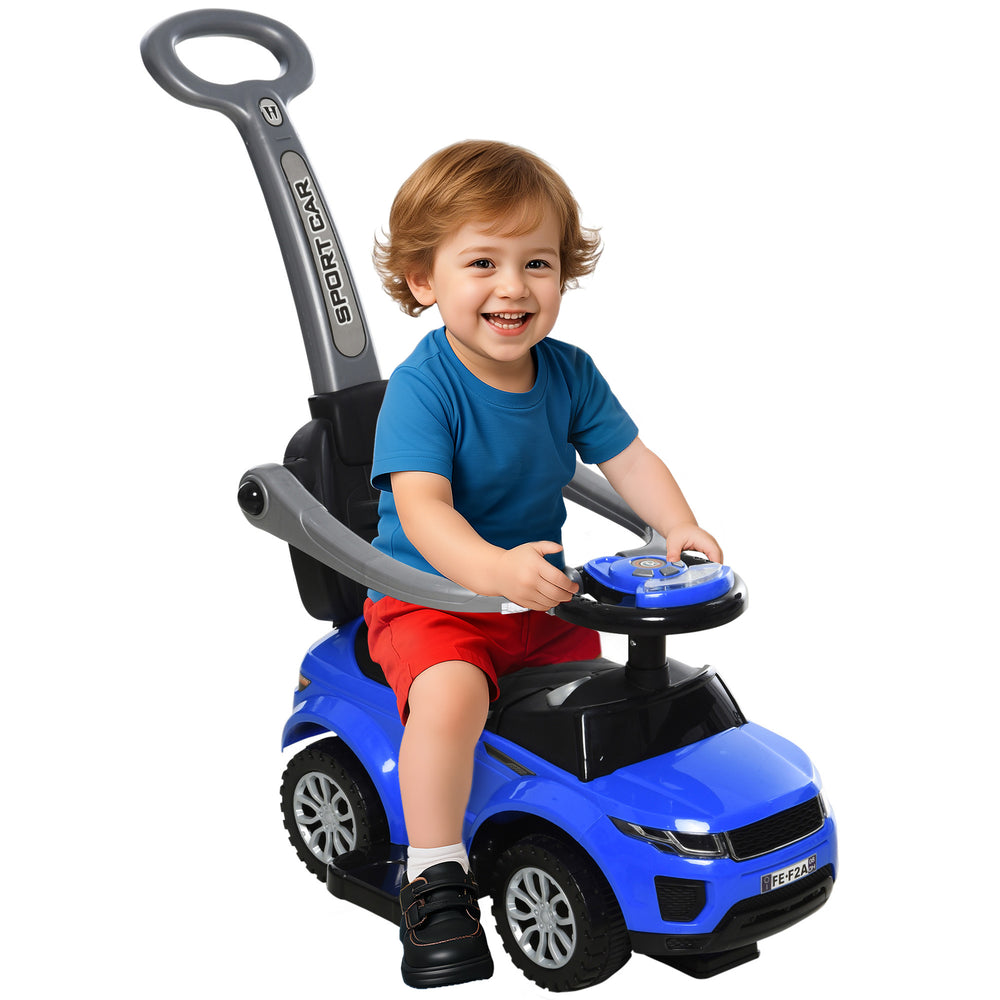 2-in-1 Toddler Push Car, Blue