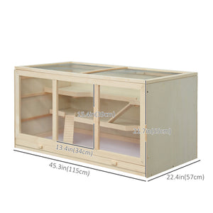Wooden cage for hamsters and rats with slide and tray