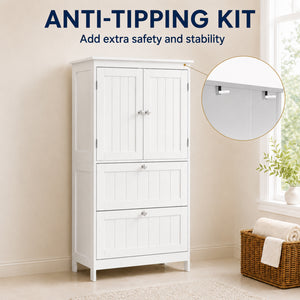 Bathroom storage cabinet with 2 drawers and adjustable shelf, white