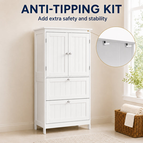 Bathroom storage cabinet with 2 drawers and adjustable shelf, white