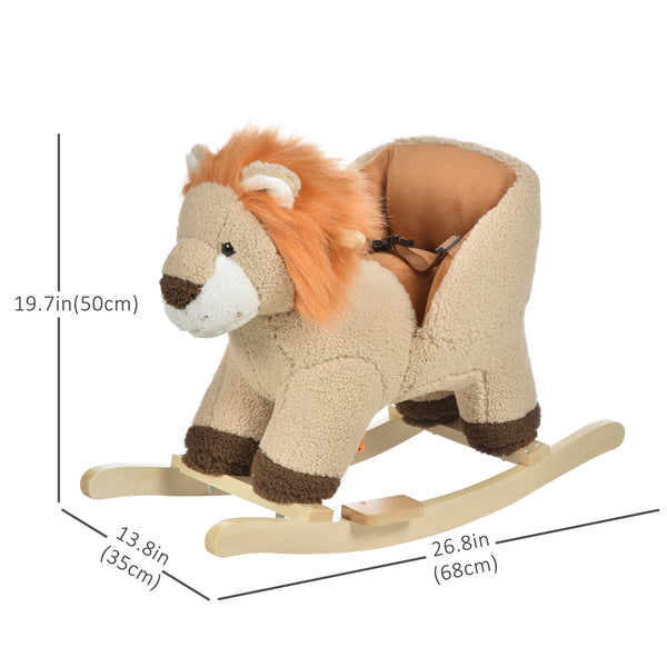 Rocking Lion with Sound and Seat Belt, Brown