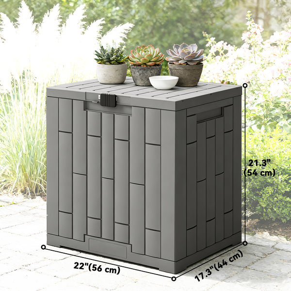 30-Gallon Outdoor Resin Storage Deck Box, Lockable, Splash-Proof, and UV-Resistant.