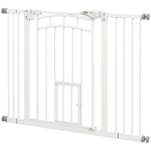 Self-closing pet gate, white
