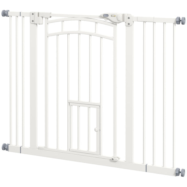 Self-closing pet gate, white