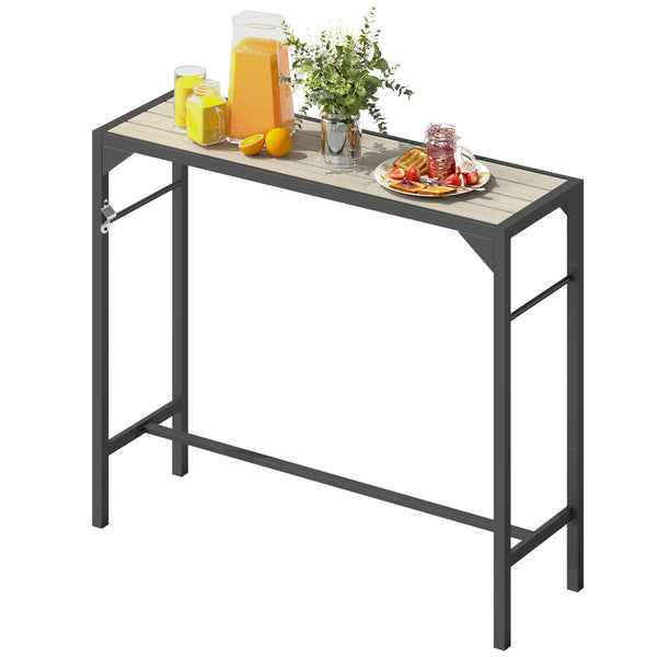 Outdoor bar table with integrated bottle opener 