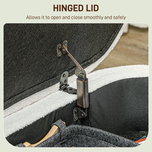 Fleece-upholstered bedroom bench with storage, white