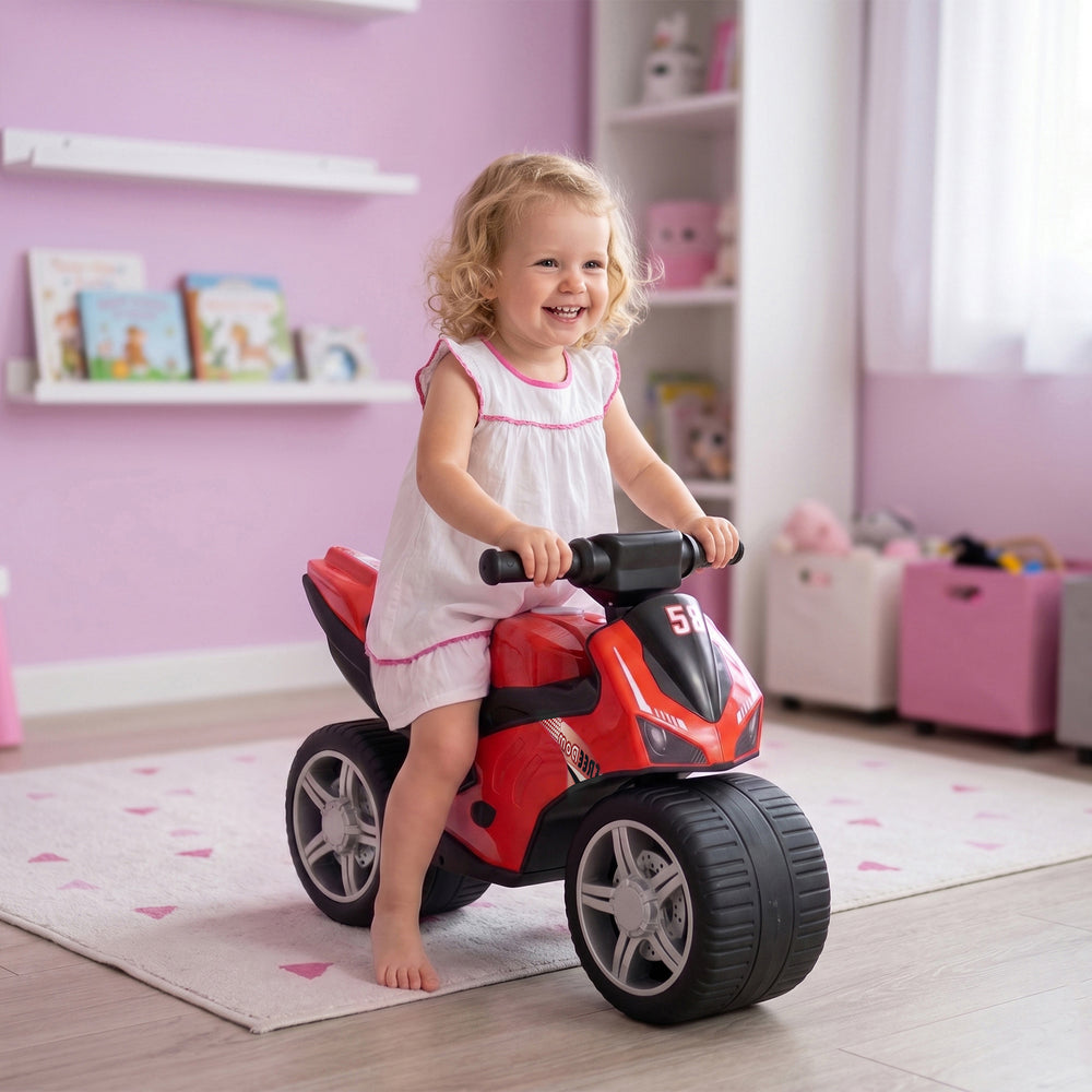 Red musical ride-on motorcycle, 18 to 36 months