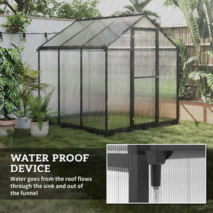 6' x 8' x 6.4' Walk-In Greenhouse Polycarbonate Panels and Aluminum Frame, Anthracite Gray