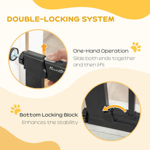 Extra-wide safety gate with small door, black
