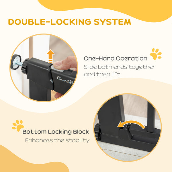 Extra-wide safety gate with small door, black