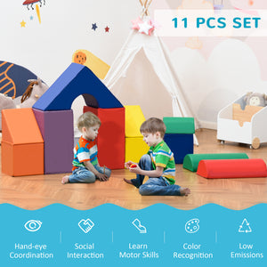 11 soft play blocks for climbing and crawling, multi-colored