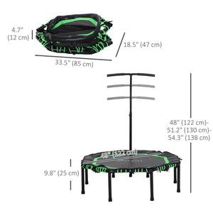 48-inch Mini Trampoline, Foldable, with Adjustable Handlebar, Green