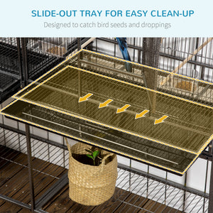 Extra Large 64" Metal Bird Cage with Rolling Stand