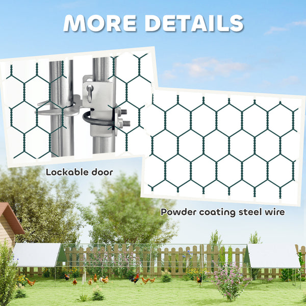 Metal chicken coop with waterproof and UV-resistant cover