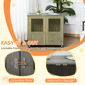 Caged cabinet with lockable magnetic door, grey