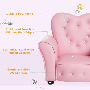 Heart-shaped tufted upholstered armchair, Pink