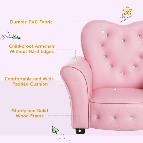 Heart-shaped tufted upholstered armchair, Pink
