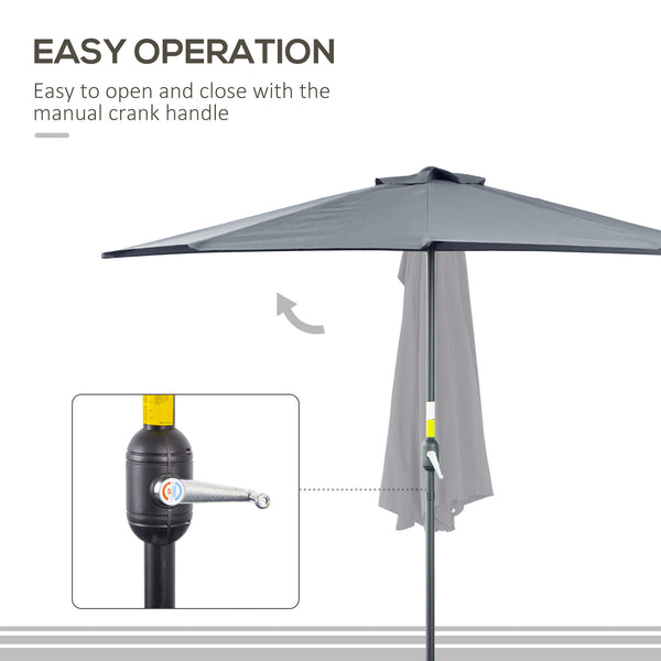 9-foot half-round parasol, grey 