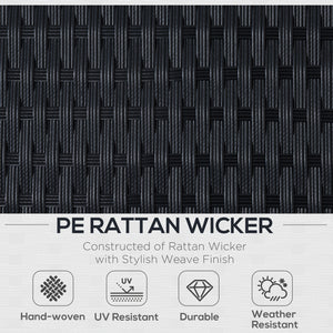 2 Piece Wicker Living Room Set with Loveseat and Two Seater Ottoman, Cream White