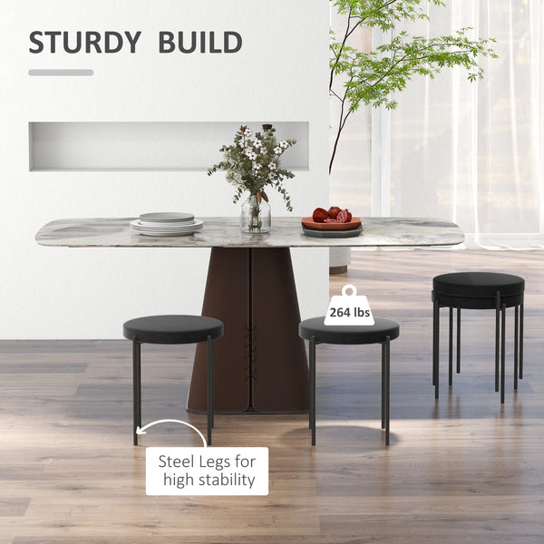 Set of 4 modern stackable stools with metal legs, black