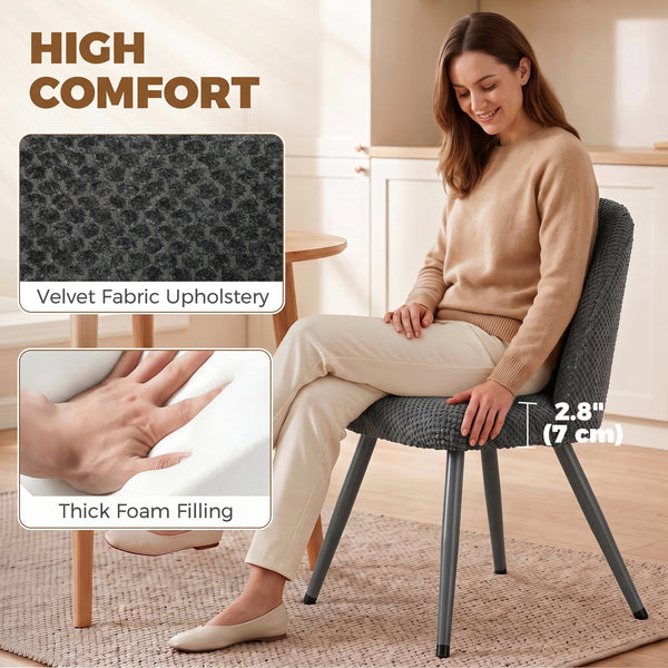 Dark grey velvet dining chairs – Set of 2