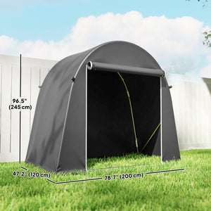 Waterproof portable garden shed with roll-up zippered door and galvanized metal frame