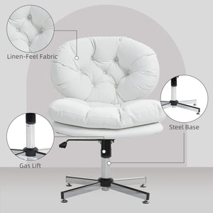 Office chair without armrests with wide, padded seat, white.
