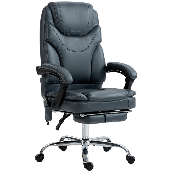 6-point massage office chair with footrest, grey
