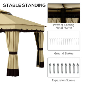10 x 12 double-roofed gazebo with mosquito netting and curtains
