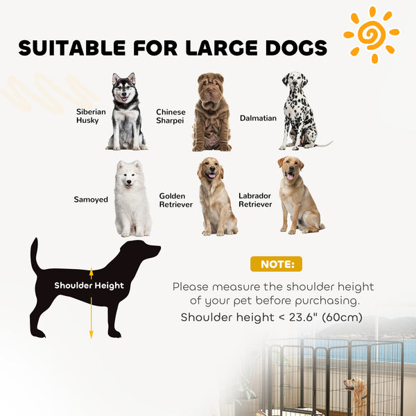 Dog Playpen, Indoor/Outdoor, Portable and Foldable, 8 Panels, with Door and Strap, for Large Dogs