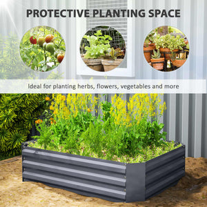 Galvanized raised planter, dark grey