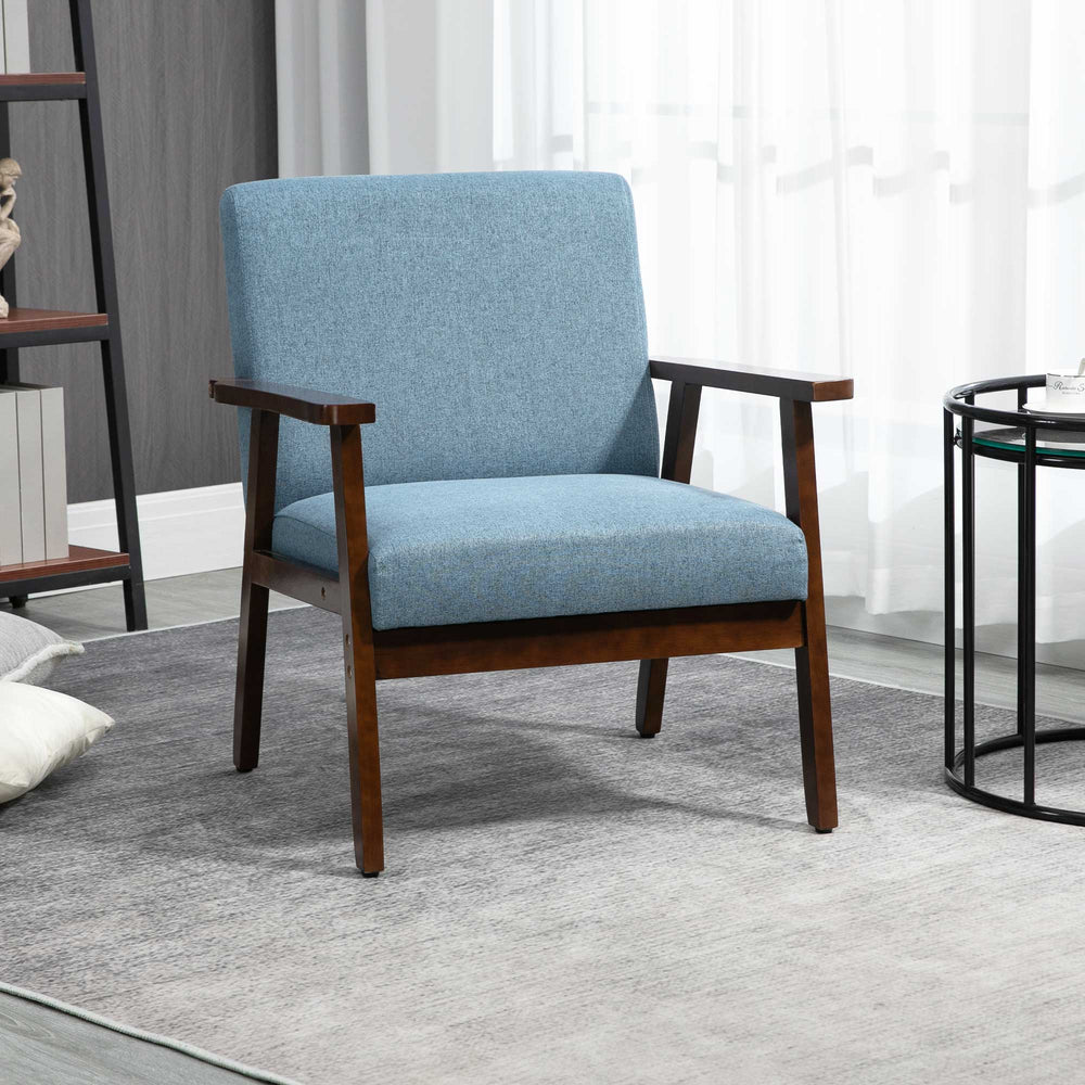 Accent chairs with linen upholstered seat, blue