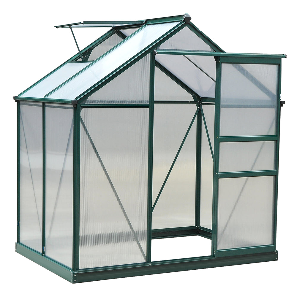 Serre spacieuse en aluminium et polycarbonate avec porte coulissante, pour jardin