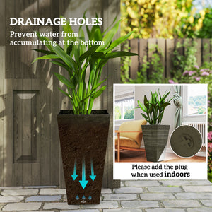 Set of 3 tall planters, bronze
