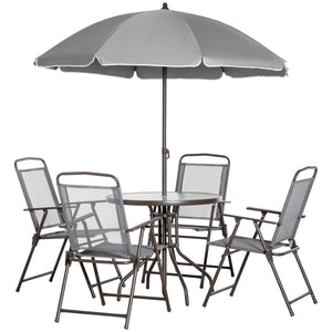 6-piece outdoor dining set for 4 people with parasol