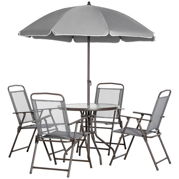6-piece outdoor dining set for 4 people with parasol